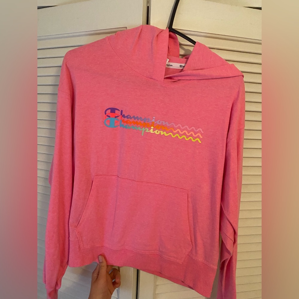 NWOT CHAMPION Hoodie with logo decal